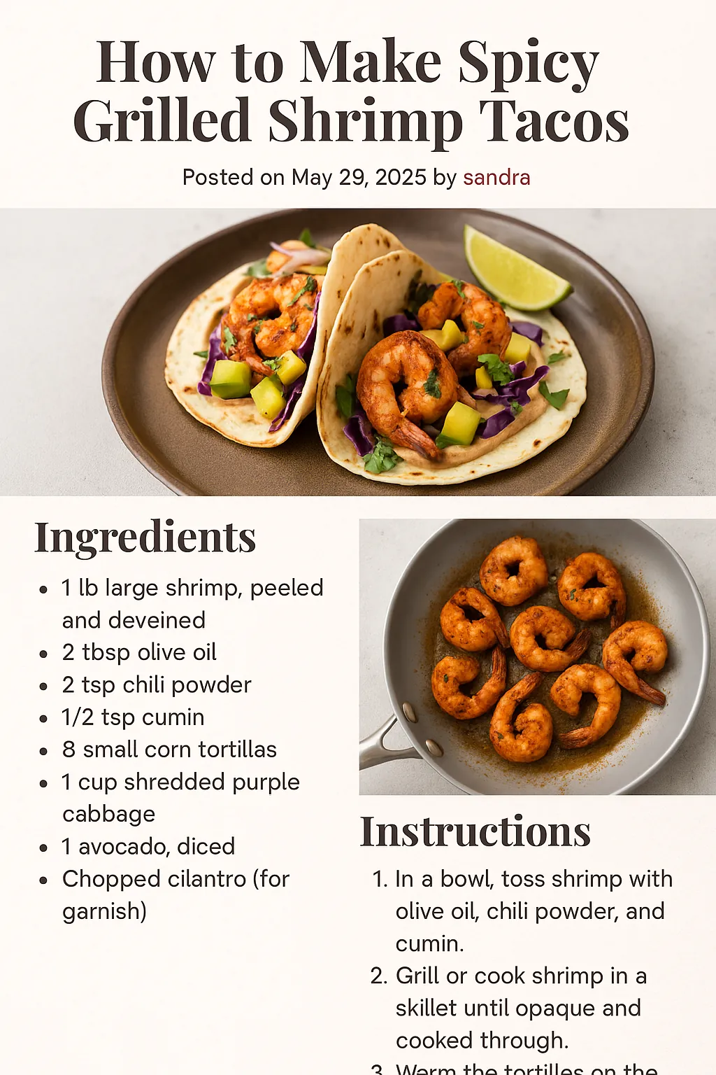 Spicy grilled shrimp tacos featured