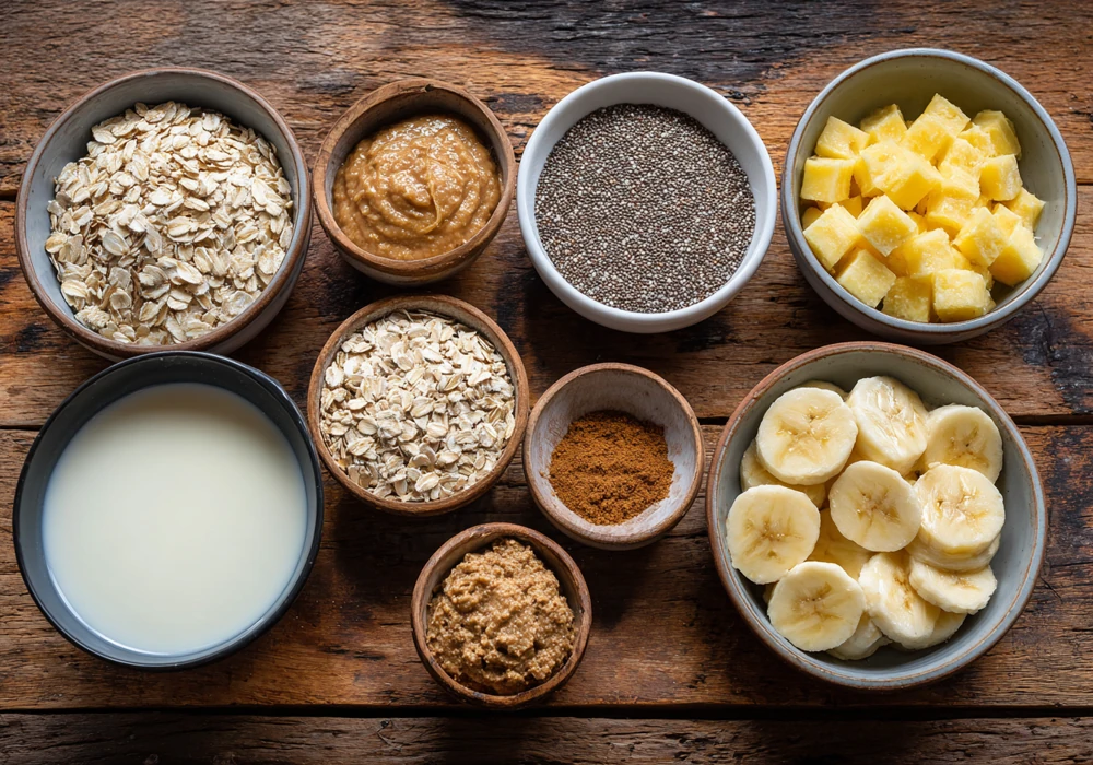 Overnight Oats with Banana & Chia – Ingredients Ingredients for Overnight Oats with Banana & Chia